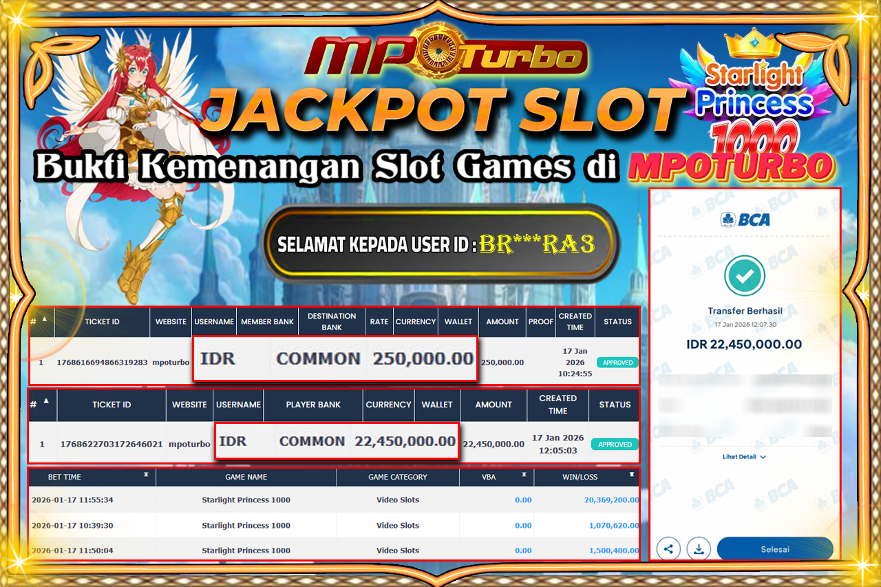 MPOTURBO JACKPOT STARLIGHT PRINCESS 1000 Rp 11,869,000.00,- LUNAS